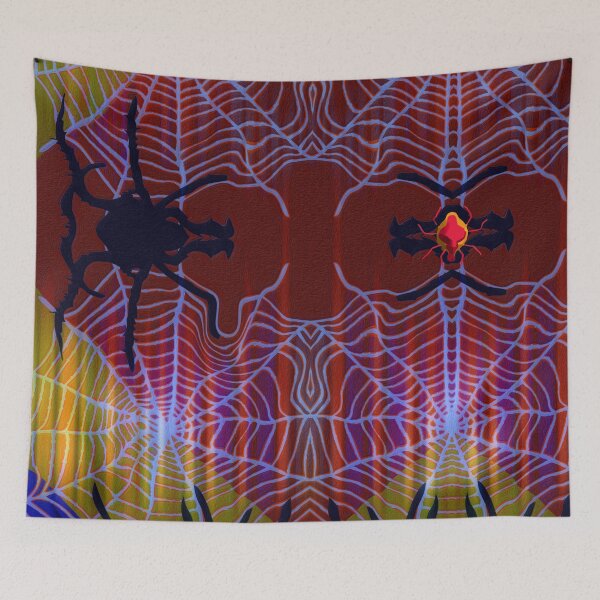 Item preview, ABSTRACT PAINTING TRIBAL GEOMETRIC FUNNY INTRIGUING SPIDER WEB HALLOWEEN designed and sold by Ralek.