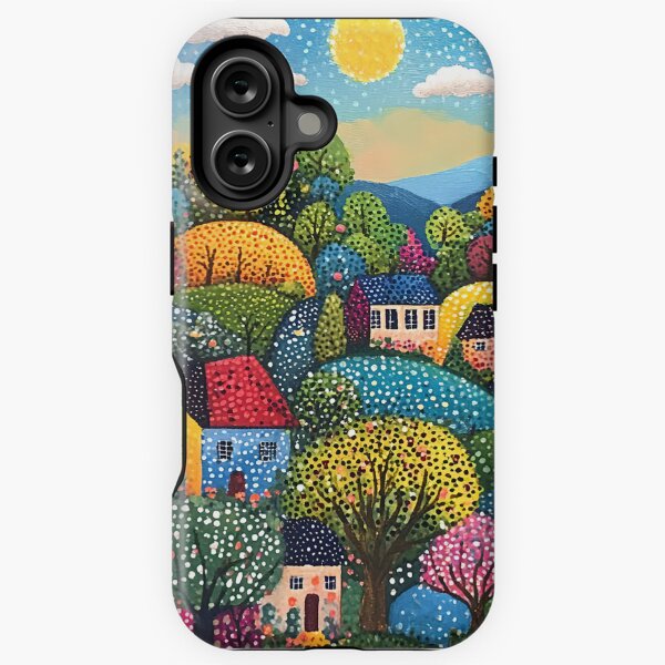 Aperçu de l'œuvre Village à flanc de colline en automne créée et vendue par Neika Shimm Designs.