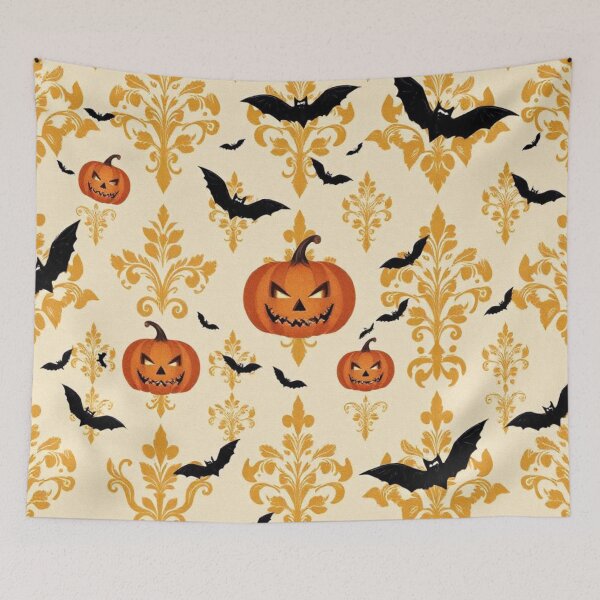 Item preview, Halloween Damask Pumpkins & Bats  designed and sold by DesignsByPrnces.