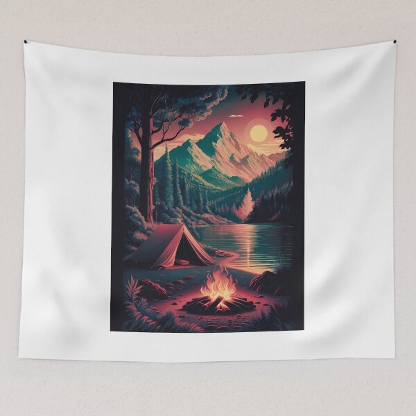 Item preview, Minimalist Camping in the Mountains Art – Simple and Peaceful Design designed and sold by BestChooseArt.