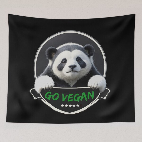 Item preview, Panda Go Vegan photorealistic logo design designed and sold by LessStressNerd.