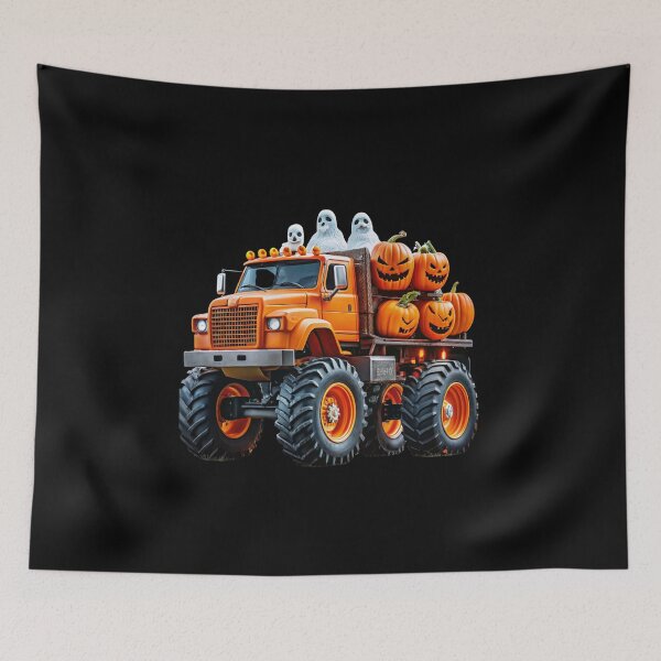 Item preview, Halloween Offroad Monster Truck Riding on Pumpkins - Spooky Adventure Art designed and sold by Colorful-Garden.