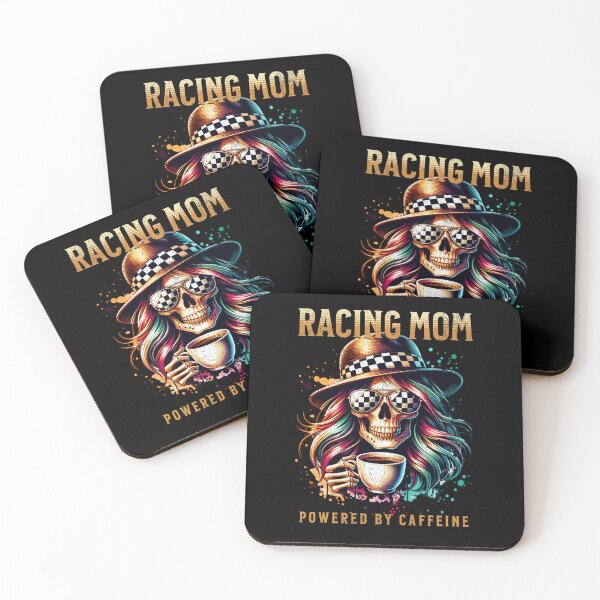 Item preview, Racing Mom Powered By Caffeine Racing Cool Cute Funny Skull Cup of Coffee Caffeinated Racer designed and sold by CarantinedChaos.