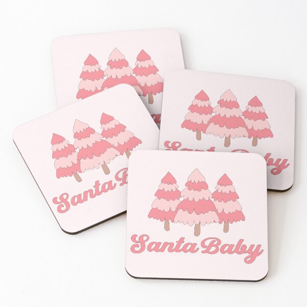 Item preview, Santa Baby Pink Christmas Tree Retro designed and sold by Magnolia Valley Art.