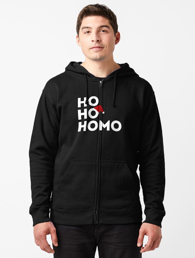 Thumbnail 1 of 5, Zipped Hoodie, Ho, Ho, Homo | LGBTQ+ Pride, Festive & Fun designed and sold by iconic-days.