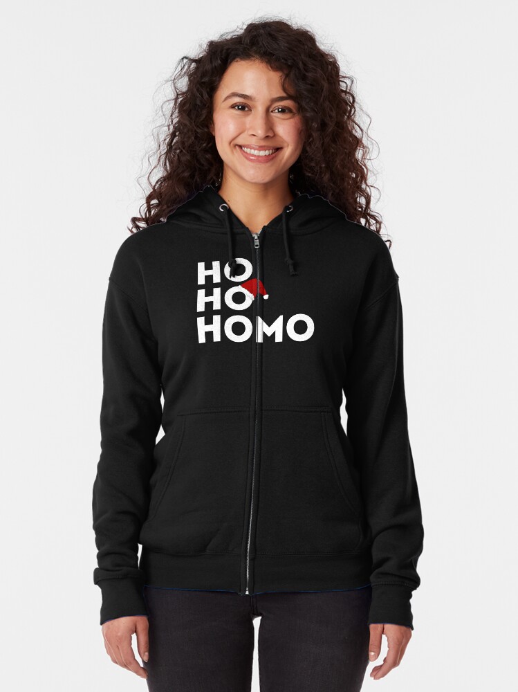 Thumbnail 2 of 5, Zipped Hoodie, Ho, Ho, Homo | LGBTQ+ Pride, Festive & Fun designed and sold by iconic-days.