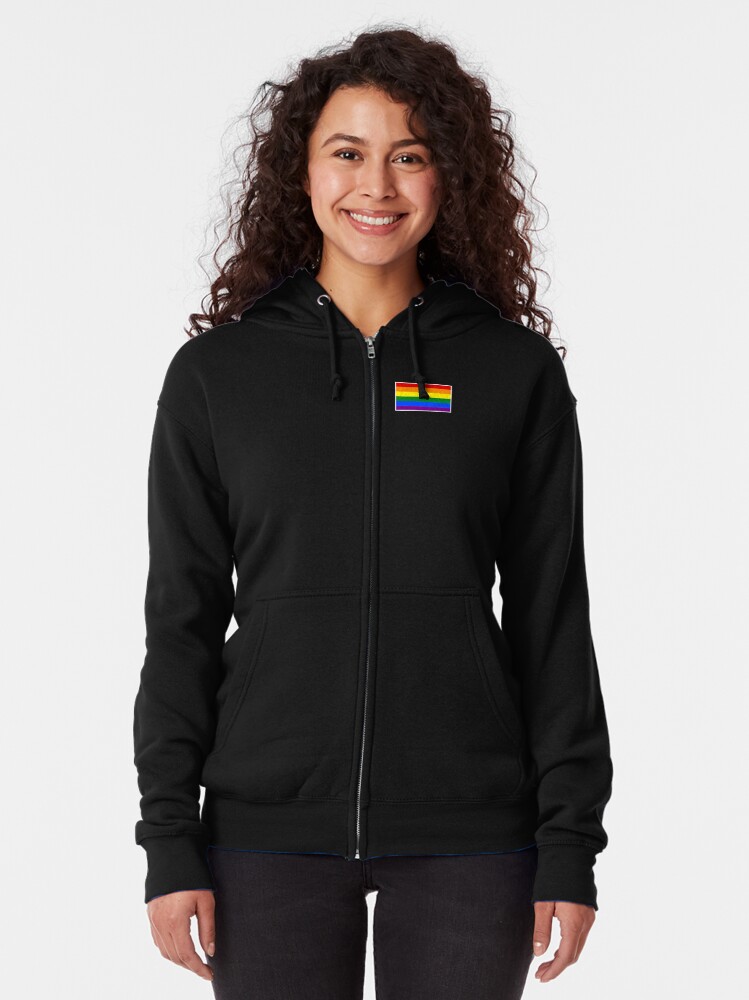 Thumbnail 2 of 5, Zipped Hoodie, Rainbow Pride Flag Design | LGBTQ+ Pride, Colourful & Proud designed and sold by iconic-days.
