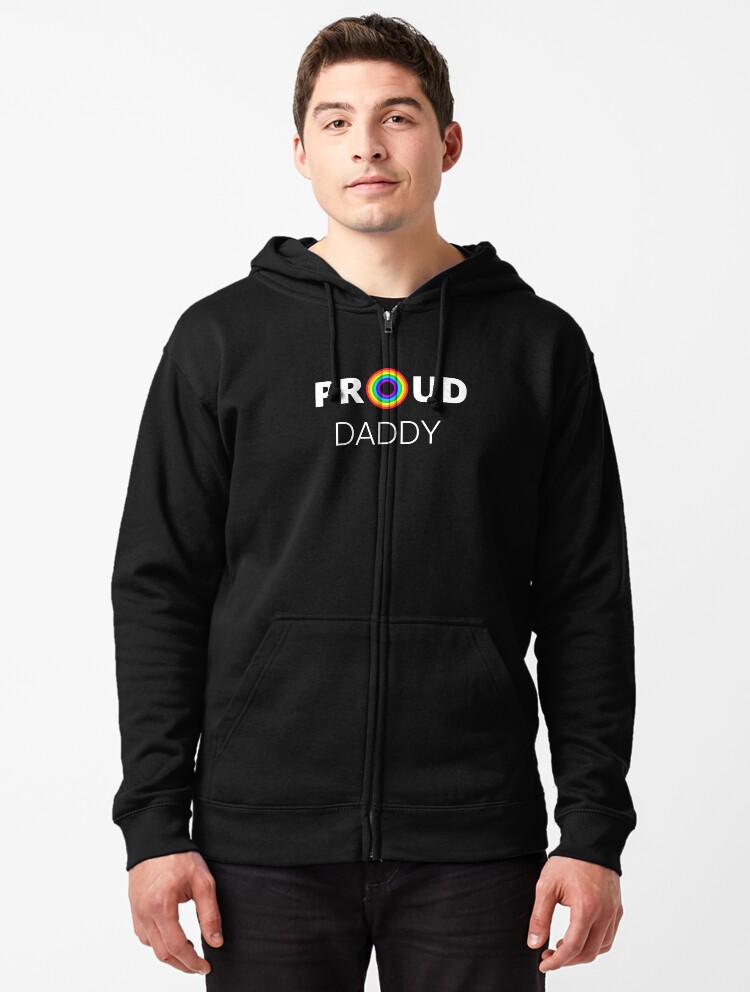 Thumbnail 1 of 5, Zipped Hoodie, Proud Daddy Rainbow Circle Design | LGBTQ+ Pride, Colourful & Proud designed and sold by iconic-days.