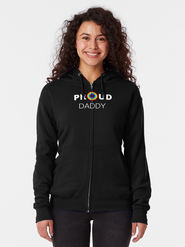 Thumbnail 2 of 5, Zipped Hoodie, Proud Daddy Rainbow Circle Design | LGBTQ+ Pride, Colourful & Proud designed and sold by iconic-days.