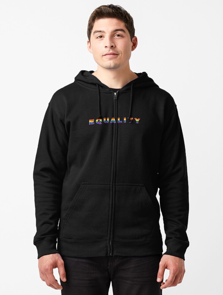 Thumbnail 1 of 5, Zipped Hoodie, Rainbow Pride Equality Design | LGBTQ+ Pride, Proud & Strong designed and sold by iconic-days.