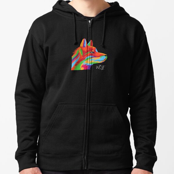 Rainbow Wolf Design | LGBTQ+ Pride, Colourful & Strong Zipped Hoodie