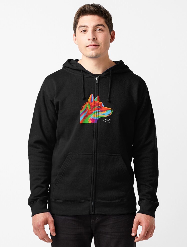 Thumbnail 1 of 5, Zipped Hoodie, Rainbow Wolf Design | LGBTQ+ Pride, Colourful & Strong designed and sold by iconic-days.
