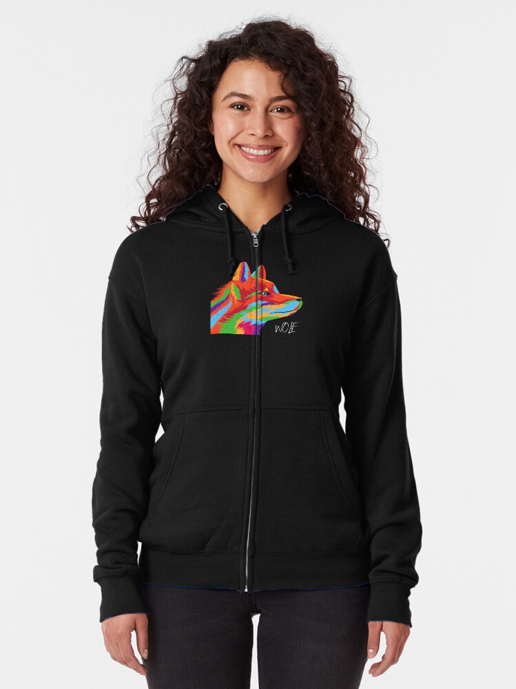 Thumbnail 2 of 5, Zipped Hoodie, Rainbow Wolf Design | LGBTQ+ Pride, Colourful & Strong designed and sold by iconic-days.