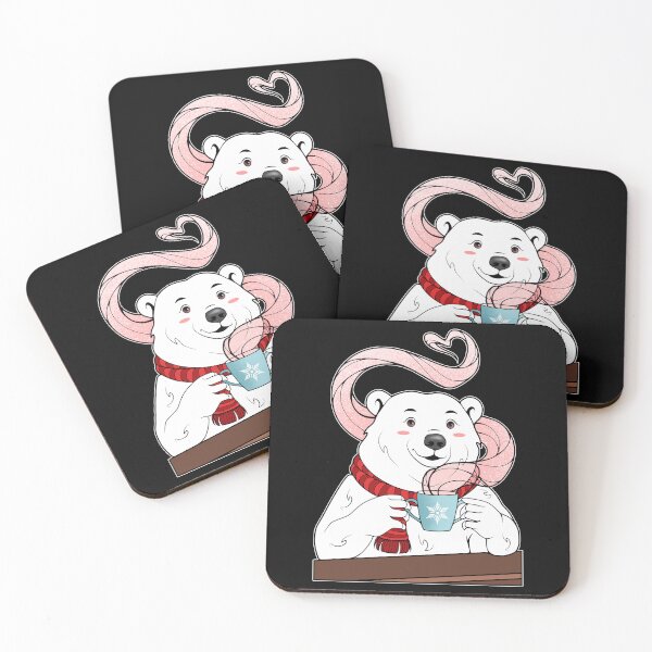 Item preview, Kawaii Polar Bear Tea (Black Background) designed and sold by ObsidianDaz.