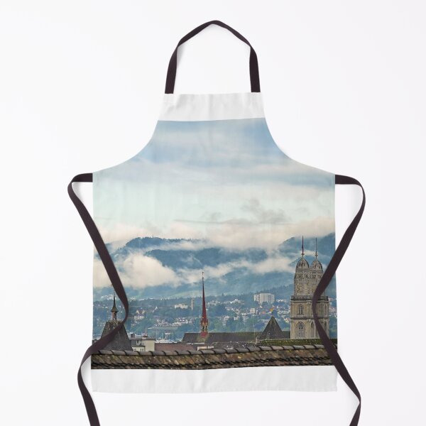 Item preview, Grossmunster church towers in Zurich skyline, cloudy morning designed and sold by goceris.