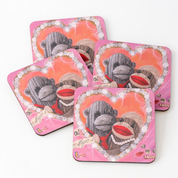 Item preview, sock monkeys in love designed and sold by YaebaArts.