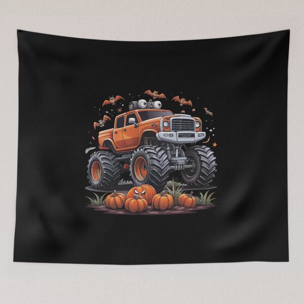 Item preview, Halloween Offroad Monster Truck Riding on Pumpkins - Spooky Adventure Art designed and sold by Colorful-Garden.