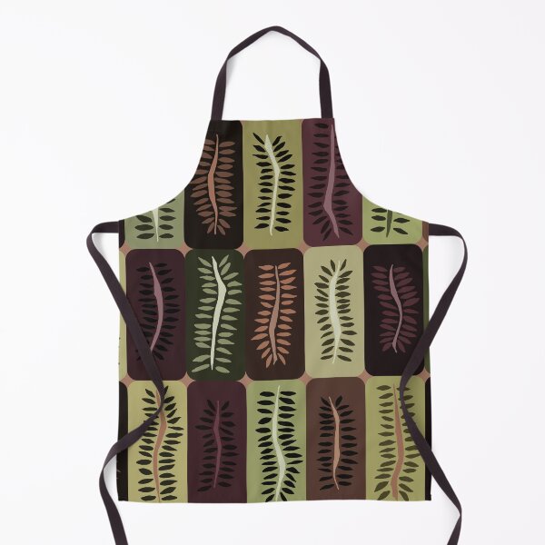 Item preview, Winter Brown and Green Hand Drawn Dancing Ferns Pattern designed and sold by schorrnuff.