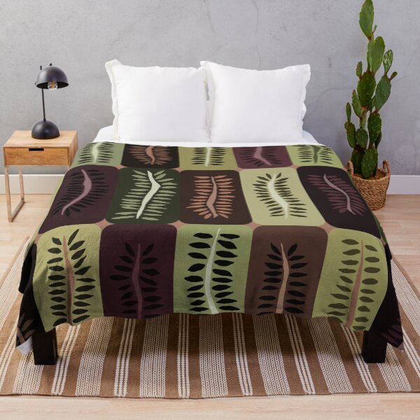 Item preview, Winter Brown and Green Hand Drawn Dancing Ferns Pattern designed and sold by schorrnuff.