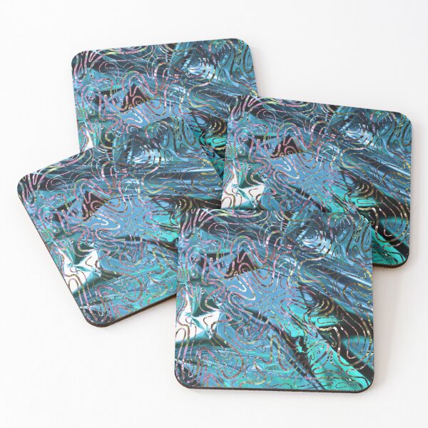 Item preview, Metallic Waves and Organic Swirls in Teal and Pink designed and sold by lynnbowersart.