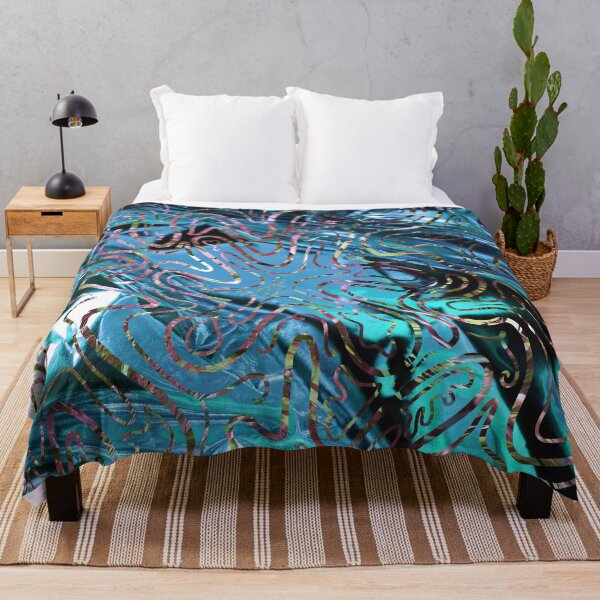 Item preview, Metallic Waves and Organic Swirls in Teal and Pink designed and sold by lynnbowersart.