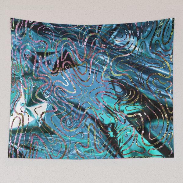 Item preview, Metallic Waves and Organic Swirls in Teal and Pink designed and sold by lynnbowersart.