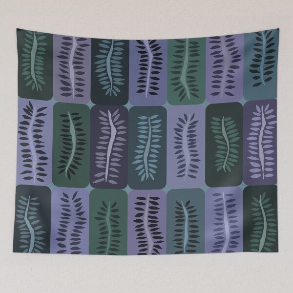 Item preview, Confident Purple and Dark Green Hand Drawn Dancing Ferns Pattern designed and sold by schorrnuff.