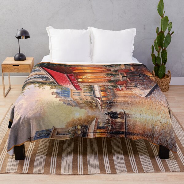 Item preview, Golden Sunset Light On A Rainy Town Café Peaceful AI Concept Art by Xzendor7 designed and sold by Xzendor7 Digital Art Creations.