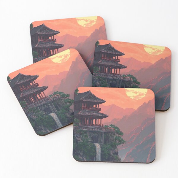 Item preview, Waterfall Pagoda at Sunset designed and sold by KCrowDesigns.