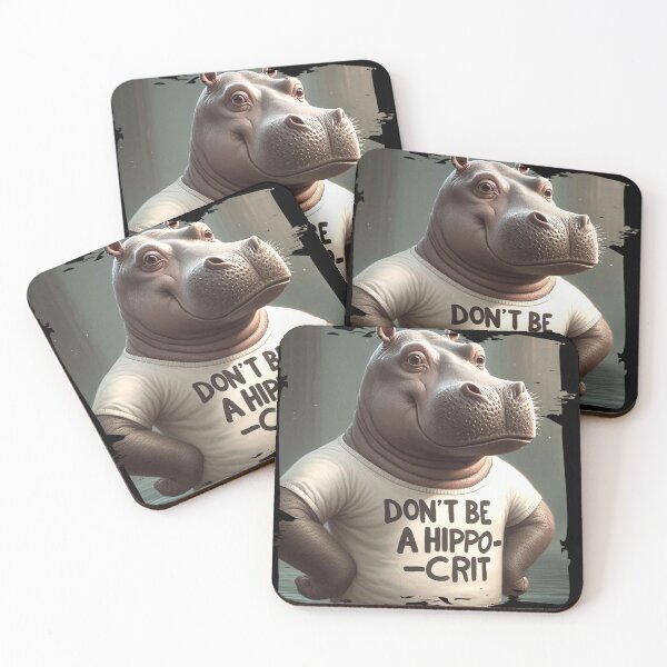 Item preview, Hippo in T-Shirt with Funny Quote designed and sold by Hungry-Murphy.