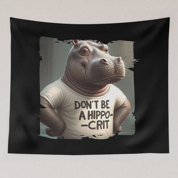 Item preview, Hippo in T-Shirt with Funny Quote designed and sold by Hungry-Murphy.
