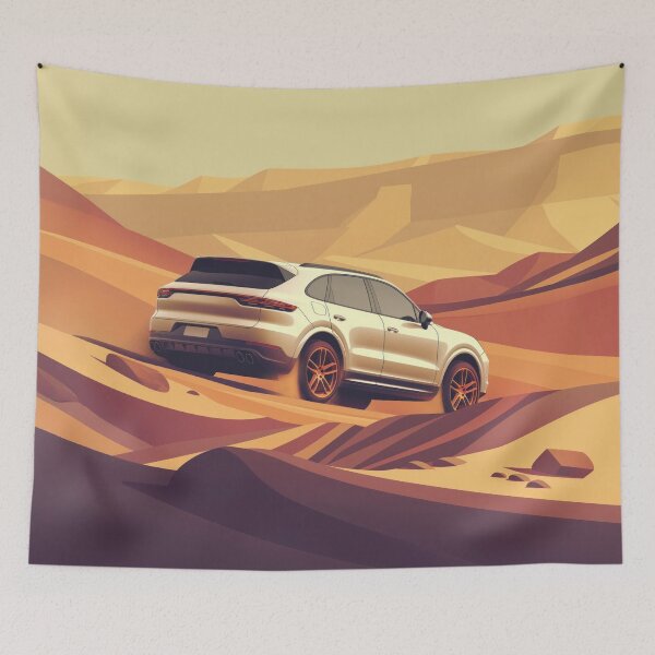 Item preview, Porsche Cayenne graphic desert travel poster designed and sold by blackdogshop.