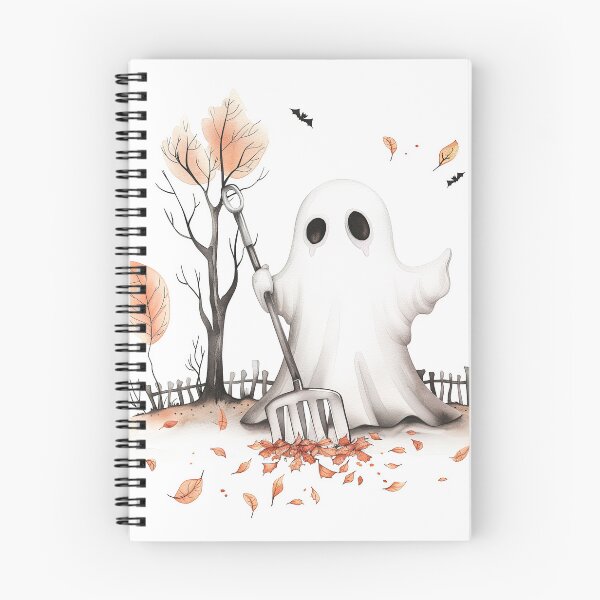 Item preview, Ghost Raking Leaves with Bats in Autumn Scene designed and sold by SFPDesigns.