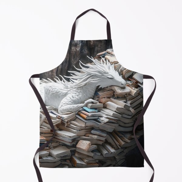 Item preview, White Dragon Sleeping on Book Hoard | Bookwyrm designed and sold by Playing In Mud.
