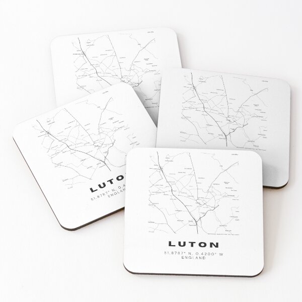 Item preview, Luton Coordinates Map | Minimalist Black and White Art designed and sold by RM-Journey.