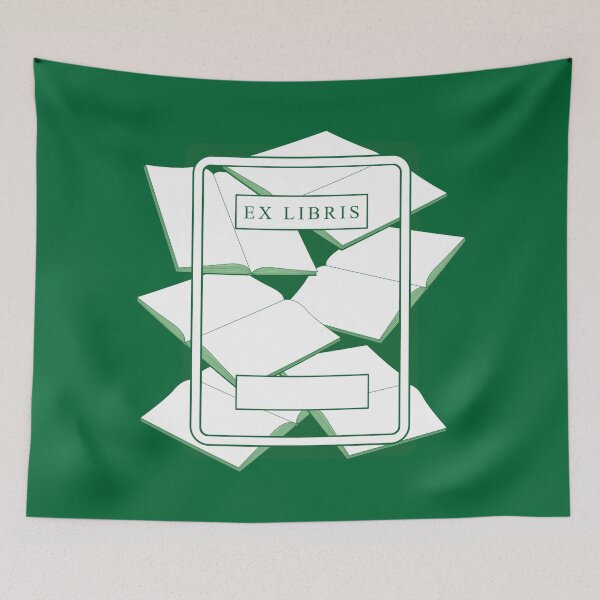 Item preview, Custom monochrome green-and-white bookplate  designed and sold by drawingKatarina.