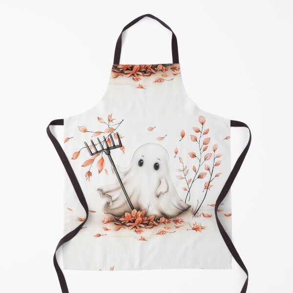 Item preview, Cute Ghost Raking Leaves in Autumn Scene: designed and sold by SFPDesigns.