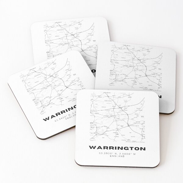 Item preview, Minimalist Warrington Map Art | Black and White Coordinates Print designed and sold by RM-Journey.