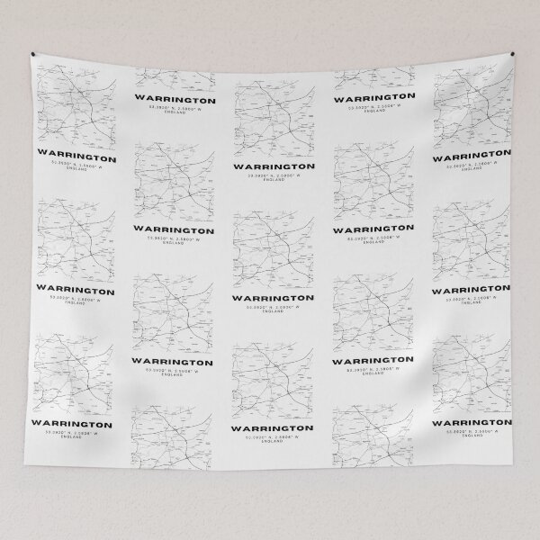 Item preview, Minimalist Warrington Map Art | Black and White Coordinates Print designed and sold by RM-Journey.