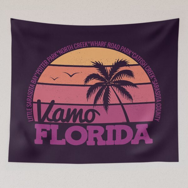 Item preview, Vamo Florida Sunset Retro Vintage Local Pride Logo designed and sold by CRHPOD20.