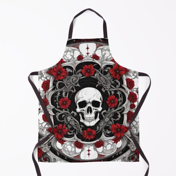 Item preview, Skull Mandala with Red Flowers Gothic Art designed and sold by MandalasShops.