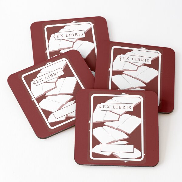 Item preview, Custom monochrome maroon-and-white bookplate  designed and sold by drawingKatarina.