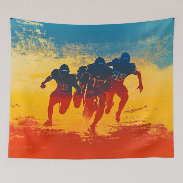 Item preview, American Football Team Going Into Tackle Sunset Gradient Patterns Active Outdoors Inspired Art designed and sold by CDC40.