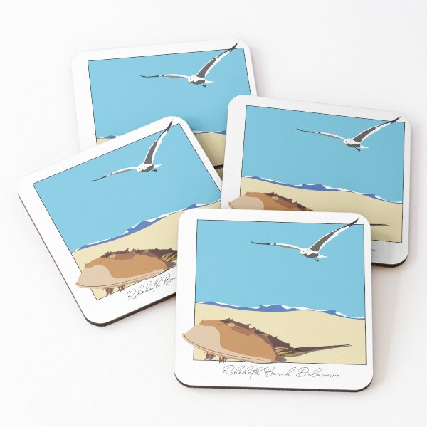 Item preview, Horseshoe Crab and Seagull Beach Design Rehoboth Beach, Delaware Script designed and sold by laughingwillows.