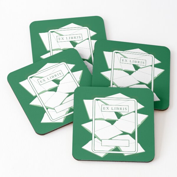 Item preview, Custom monochrome green-and-white bookplate  designed and sold by drawingKatarina.