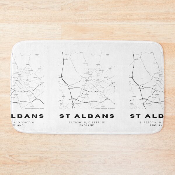 Item preview, St Albans Coordinates Map Print | Minimalist Black and White Art designed and sold by RM-Journey.
