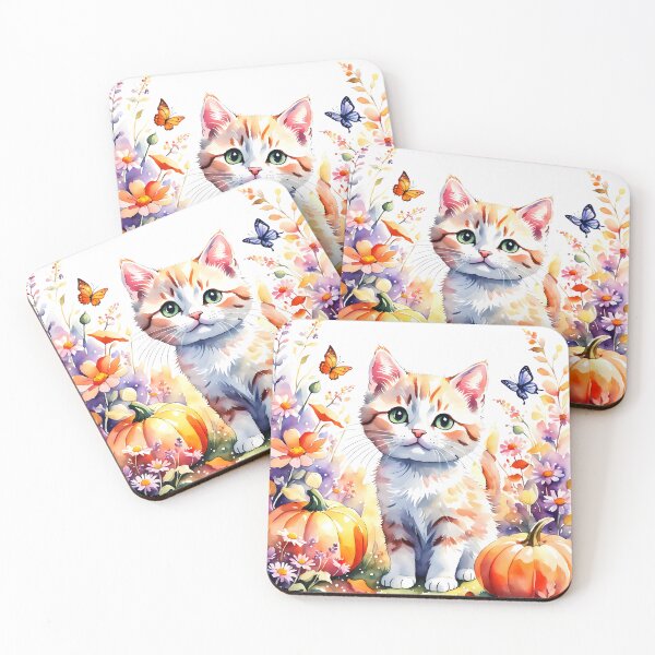 Item preview, Autumn wildflower composition, with kitten designed and sold by ArtEmotionsImages.