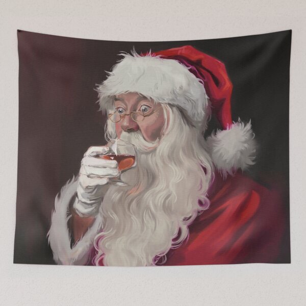 Item preview, Oil painting of naughty Santa Claus drinking  designed and sold by PP-Patterns.