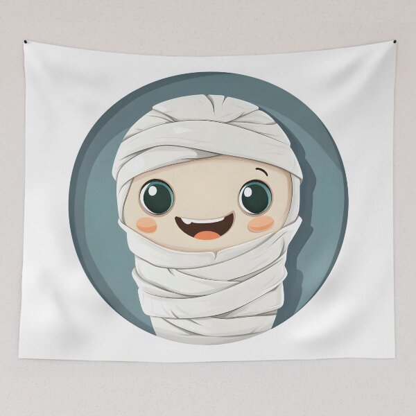 Item preview, Smiling Mummy with Big Green Eyes designed and sold by CharmingQuill.