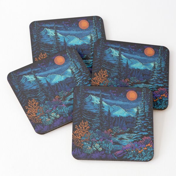 Item preview, Colorful psychedelic forest wonderland with vibrant fluorescent colors  designed and sold by KapuczeShop.